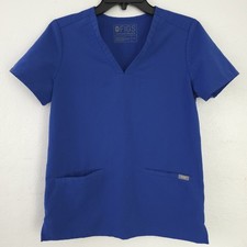 FIGS Women's XS Blue Casma Three-Pocket Technical Collection RN Scrub Top