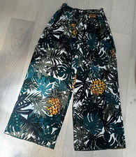 Breeze Over XL Wide Leg Palazzo Pants Tropical Print Pull-On Resort Cover-Up