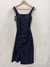 Halara Dress Womens Small Navy Blue Ruched Bodycon Tank Athleisure Knee Length