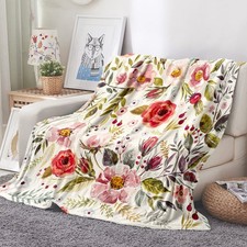 Wildflowers Floral Throw Blanket Botanical Floral Printed Blanket Super Soft Fla