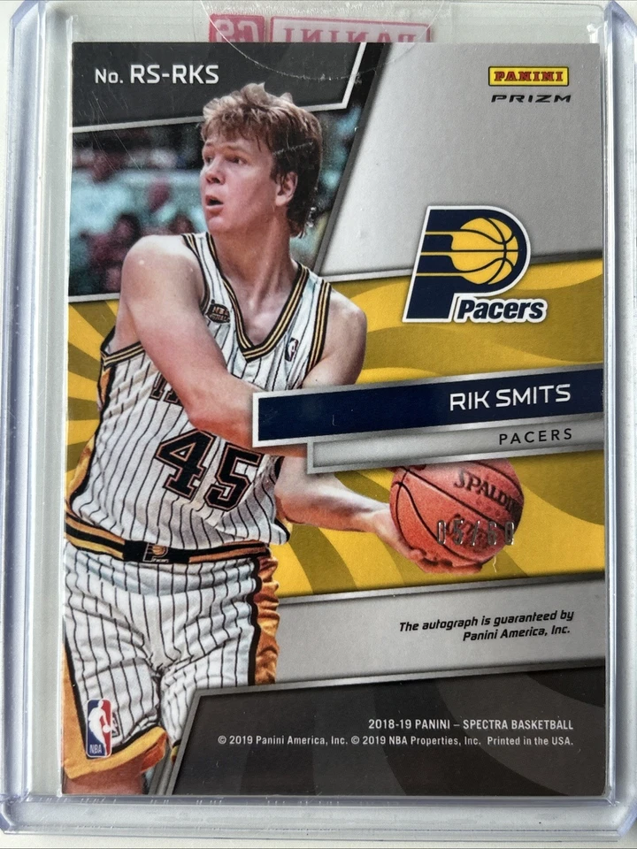 2018-19 Panini Spectra Radiant Signatures Neon Blue Prizm /60 Rik Smits Auto - Image 2 of 2