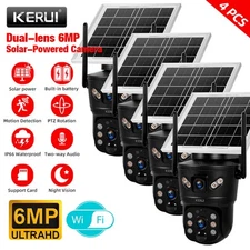 4PACK 6MP 3K Wireless Solar Camera Outdoor Dual Lens WiFi IP CCTV Security Cam