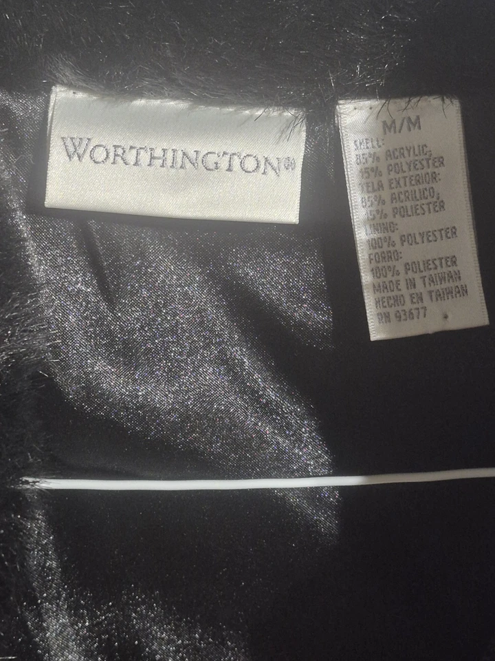 Black Faux Fur Vest Worthington M & Amanda Smith Wrap New w/ Tag – Glam Set - Image 2 of 2