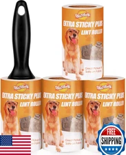 WulaWindy Pet Hair Remover Lint Roller 4-Pack Extra Sticky Clothes & Furniture