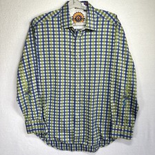 Robert Graham Button Up Shirt Mens XL Green Blue Long Sleeve Casual Flip Cuff