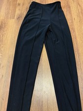 CACHE Black Stretch Dress Pant Front Stitched Faux Back Pockets Flat Front XS