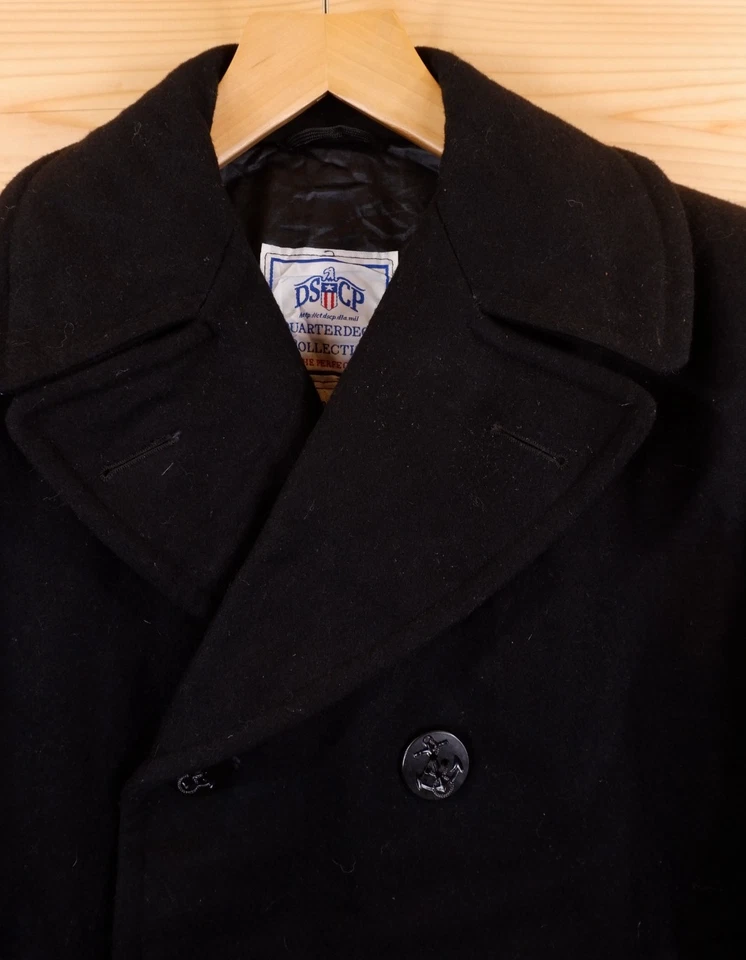 Vintage DSCP Wool Military Pea Coat Jacket 40 Reg Black - Image 2 of 4