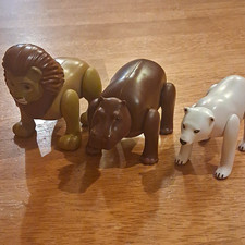 Safari Animal Lot Posable Action Figures Lion Hippo Polar Bear