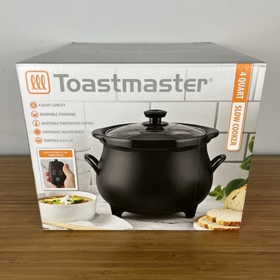 Toastmaster 4 QT Black Cauldron Slow Cooker Removable Crock Glass Lid Halloween