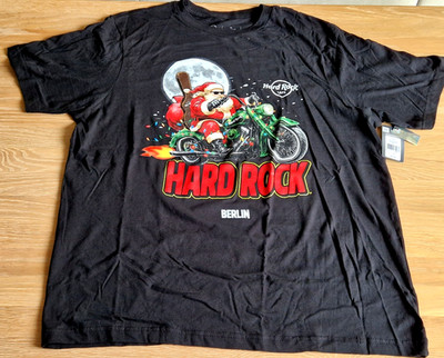 HRC Hard Rock Cafe Berlin Black Biker Harley Santa T Tee Shirt Size XL NEW NWT