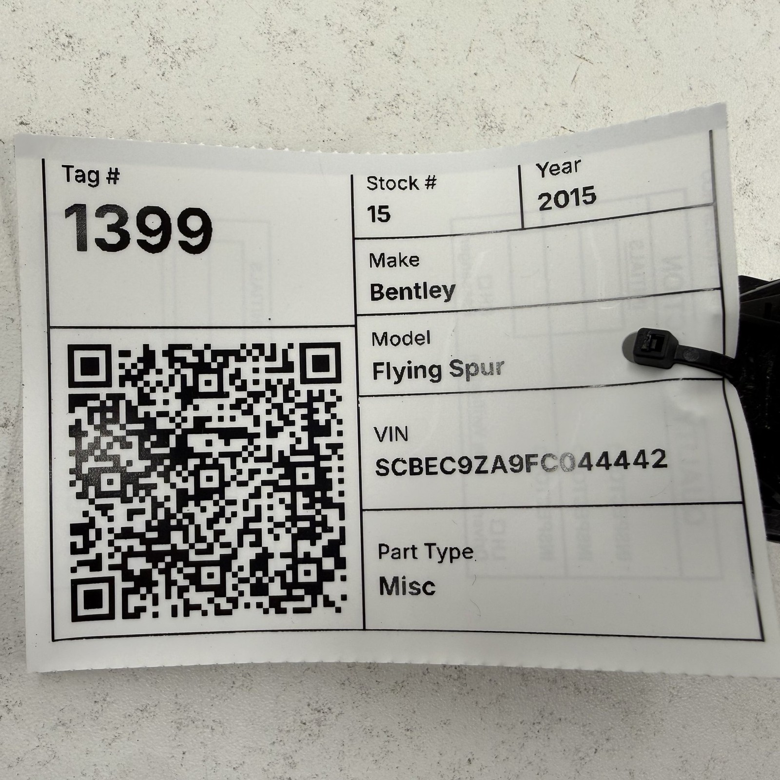 Bentley Flying Spur 2014-2018 Parking brake switch P/N 3W0927225C
