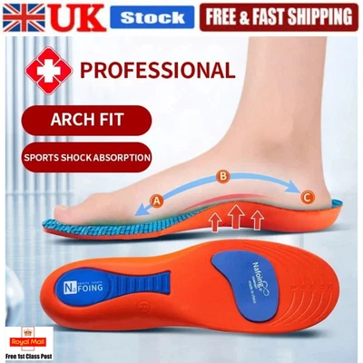 BOOTS Orthotic Insoles For Arch Support Plantar Fasciitis Flat Feet Gel Heel Back Pain
