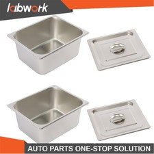 Labwork 2-Piece Stainless Steel Half Hotel Pans, 6 Inch Deep with Lids