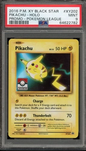 Pokemon Pikachu Pokemon League Black Star Holo Promo XY202 PSA 9 Mint