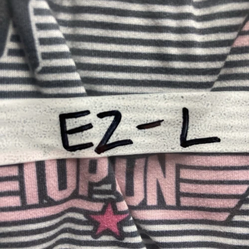 Top Gun | Gray & White Striped Pink Nightime Pajama Pants | Women's Size L 12/14 - Picture 7 of 7