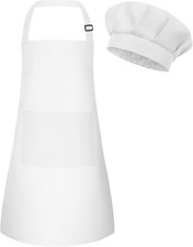 Kids Apron and Chef Hat Set - Adjustable Chef Apron with 2 Pockets - Toddler