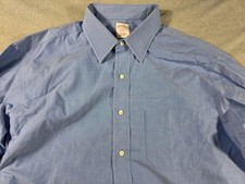 Brooks Brothers 346 Dress Shirt Mens 17-2/3 Blue Long Sleeve Cotton Button Up
