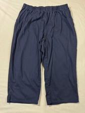 Woman Within Pull on Capri Relaxed Fit Elastic Waist Blue Womens 20W