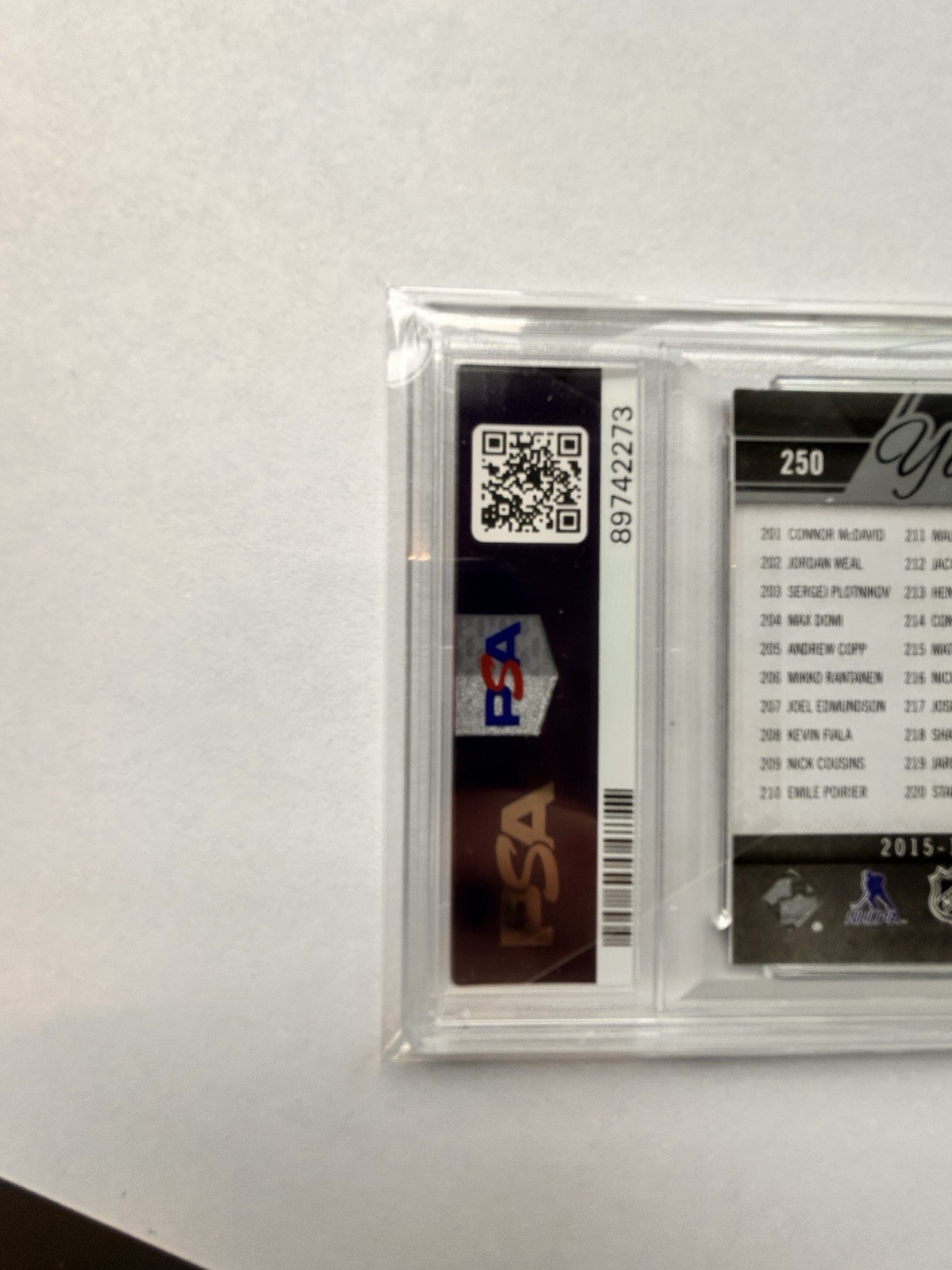 Connor McDavid And Sam Bennet Young Guns Checklist 2016-16 Series One PSA 9 view 13