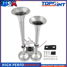 Train Air Horn Trumpet Electric Dual Marine Grade 304 Stainless Steel Boat Ship