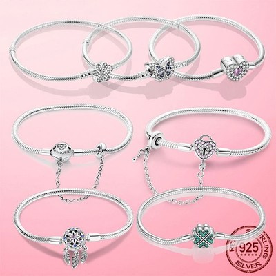 LAZA Optional 925 Sterling Silver Bracelet fit Women Charms CZ Love Heart Paw