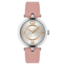 New Gucci 24 MM Silver Dial Pink Strap Ladies Watch YA167501