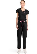 Med Couture Scrubs Women's V-Neck Jumpsuit MC550 BLKN Black Free Ship
