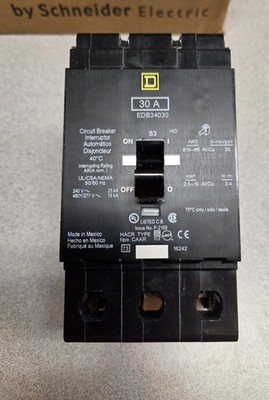 EDB34030--SQUARE D Circuit Breaker--30A 3 Pole--USED