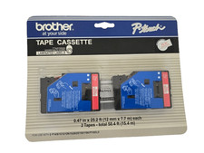 Brother TC21 2-Pack 12mm 1/2" TC Red on White Laminated Tape P-touch 25' OpenBox