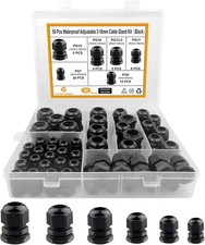 Cable Gland Waterproof,LISTENJIALE 50 pcs Adjustable 3-16mm Waterproof Black 