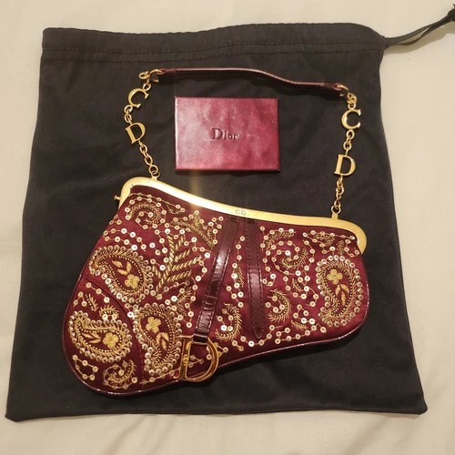 Sacoche de selle et miroir broderie Christian Dior par John Galliano édition limitée