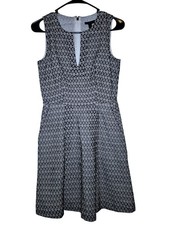 J. Crew Size 2 Lace Cream Black Lined Plunge Neck Dress Women Stylish 100%Cotton
