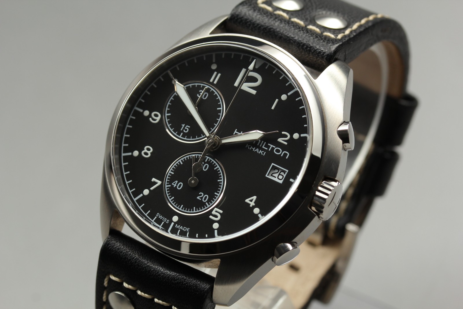 [w/Box Paper] HAMILTON Khaki Aviation Pilot Pioneer H765120 Chronograph Qz Watch