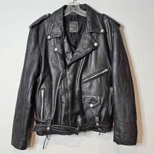 Vintage Echt Leder Black Leather Biker Jacket Size 50 M/L Germany Moto Punk Rock