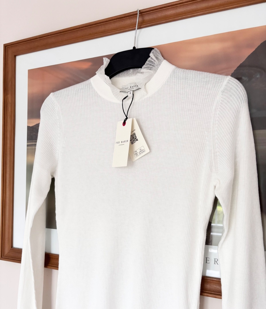TED BAKER 🎀 Dvana Frill Neck Jumper RRP £85 Top Size 10 12 14 16