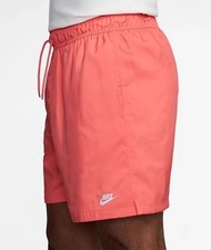  50 Nike Club Sportswear Woven Lined Men  s Size S Flow Deep Coral Shorts FN3307