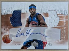 Richard Hamilton Signed Game Used Jersey Patch Card Pistons 2003-04 Used
