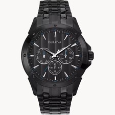 Bulova Classic Men's Quartz Multi-Dial Black Bracelet Watch 43mm 98C121