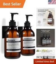 Eco-Friendly Shampoo and Conditioner Dispenser Set - 2 Chambers, Amber Bottles