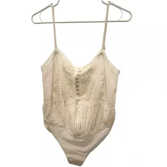 Free People womens Bodysuit Small Evening Cream Still The One