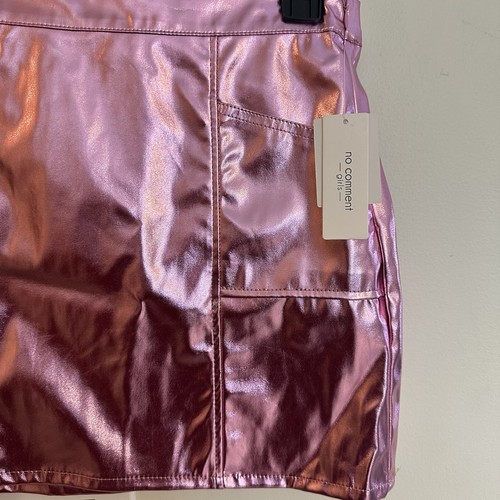 No Comment Girls XL (16) Pink Metallic Faux Leather Mini Skirt Double Pocket - Picture 8 of 11