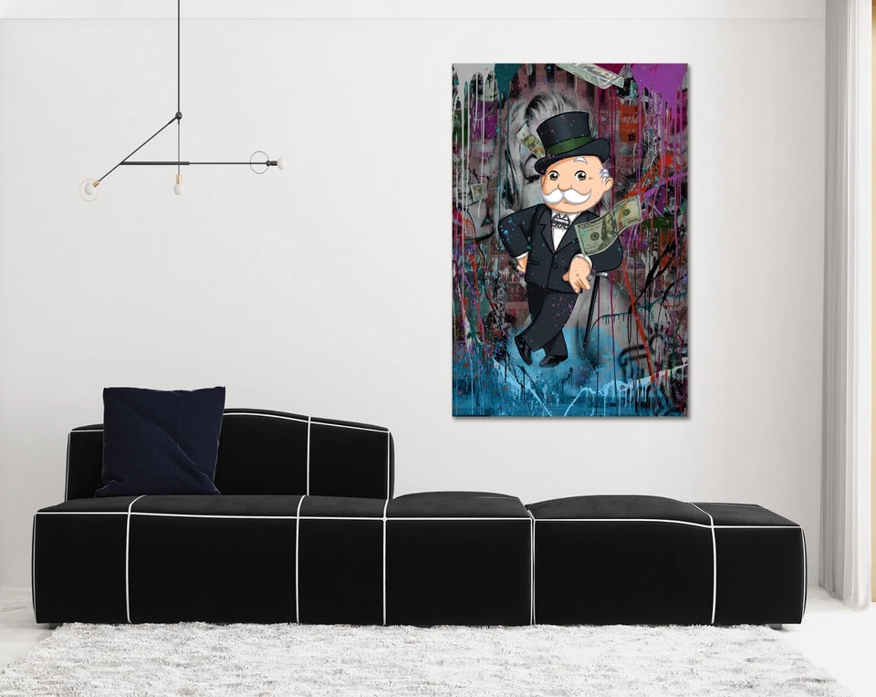 Alec Graffiti Monopoly Framed Canvas Wall Art Unique Hanging Poster Room Decor - Image 2 of 4