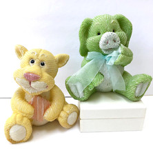 2 Nursery baby child room Pig wild Cat 3D printing Figurines resin knitted look