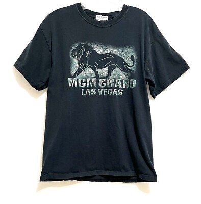 Men's Vintage MGM Grand Las Vegas with Lion Black and Green Graphic T-shirt Sz M