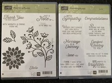 Stampin' Up Mounted Rubber Stamp Set of 2 Flourishing Phrases Flourish Dies