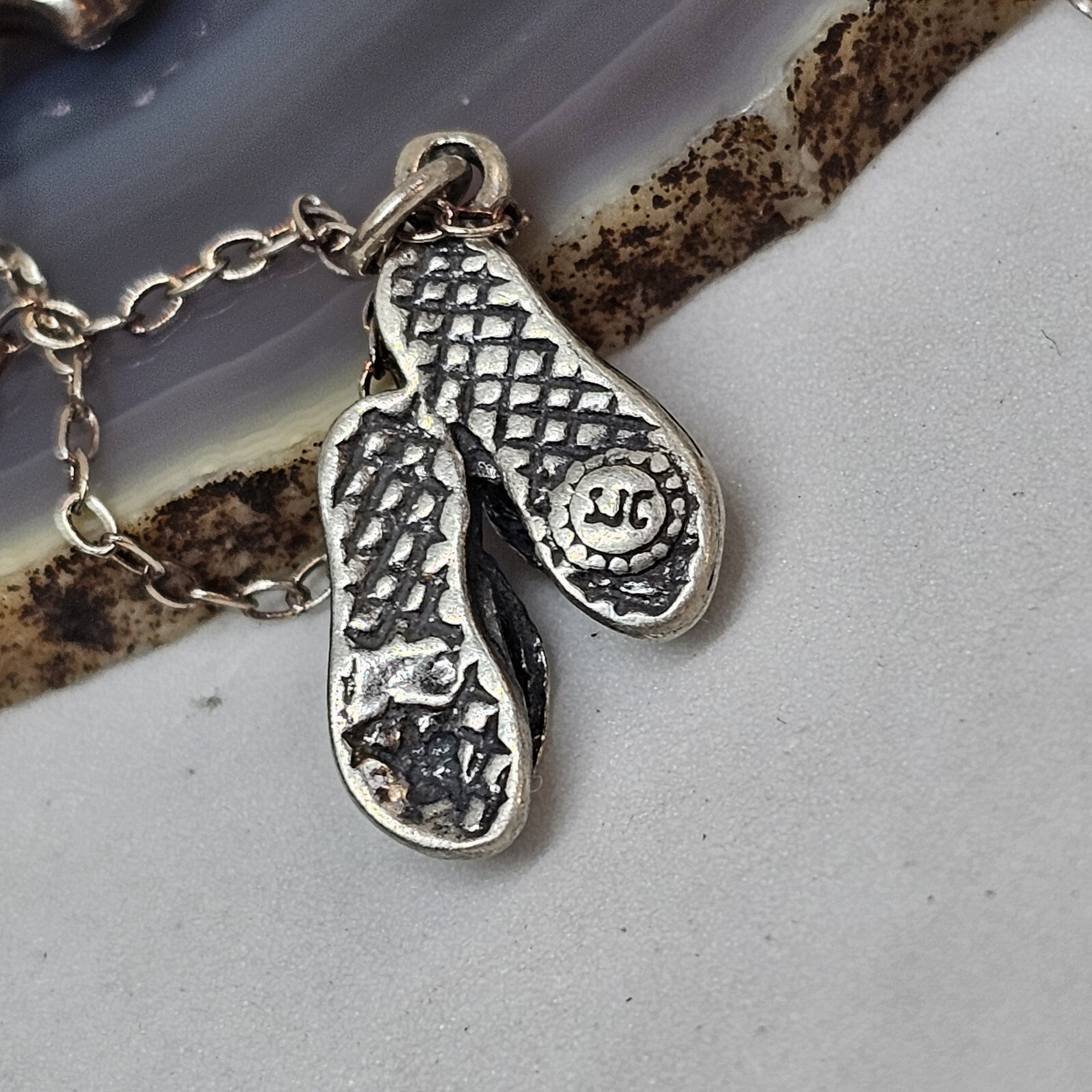 925 Sterling Silver - Flip Flops Shell Crystal Ch… - image 7