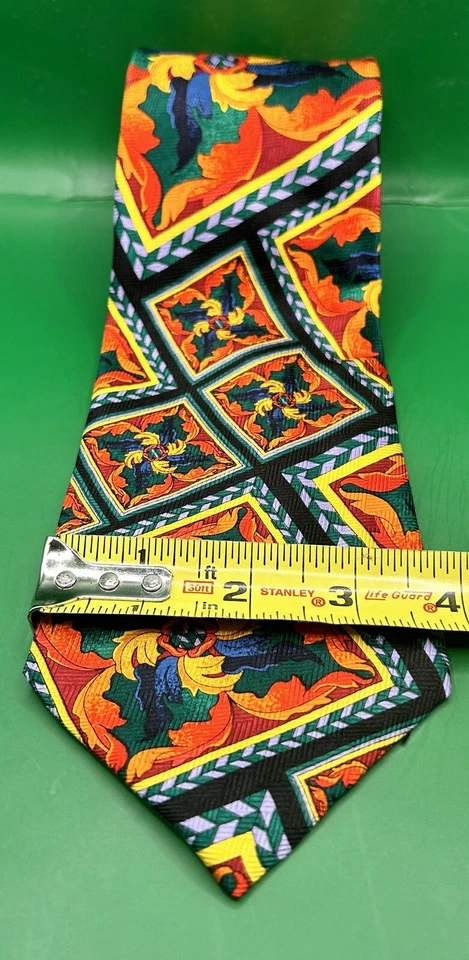 Electric Neckwear Power Ties Floral Mosaic Silk Tie Neckti EUC USA Foto 2 de 4