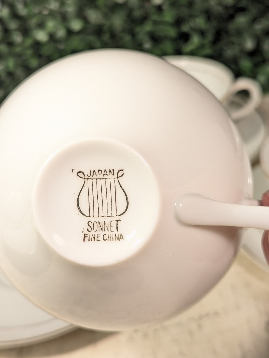 Set 5 SONNET TEA CUP & Saucer Sets Fine China Japan White with 