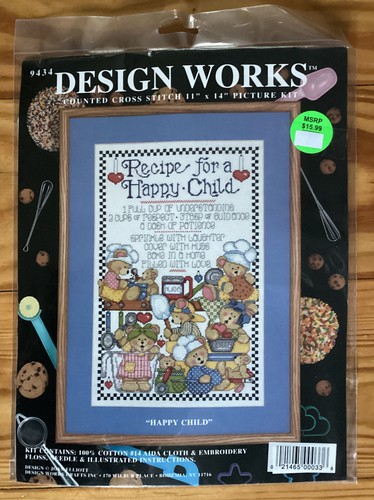 Design Works 👶🏼 RECIPE FOR A HAPPY CHILD 👶🏼 Cross Stitch Kit #9434 - Picture 2 of 9