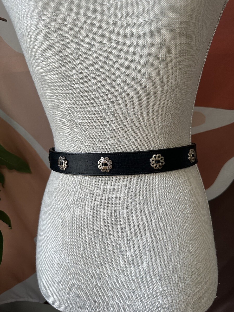 Vintage Brighton Black Genuine Leather and Silver Metal Belt s-l400.jpg main image 4